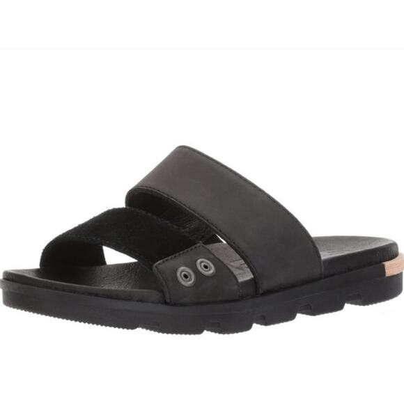 Sorel Torpeda Slide II Black Leather & Suede Sandals size 7.5 - Picture 2 of 13